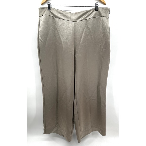 Ann Taylor Pants - Ann Taylor Women's Medium NWT Sz 16 Satin Wide Leg Pants Champagne Tan HH47